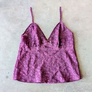Vintage Gilligan & O'Malley Sheer Purple Lace Camisole Tank Top small